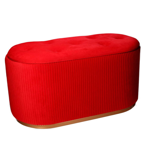 prezzo Pouf Contenitore 82x42xh41 cm in Tessuto Velluto Rosso