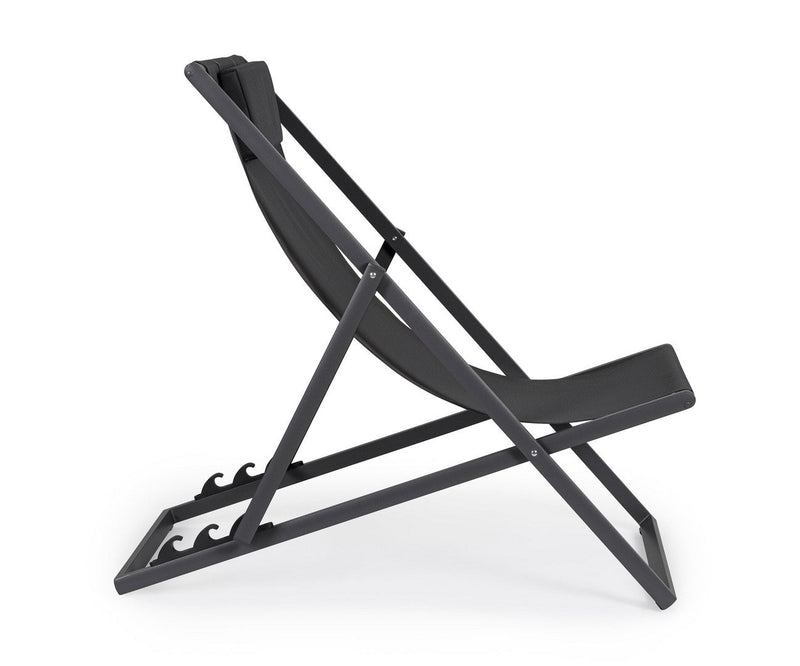 Set 4 Sedie Sdraio Reclinabile Pieghevole 60.5x101.5x73.5 cm in Alluminio Taylor Grigio Scuro