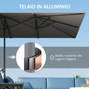 Ombrellone Doppio da Giardino 451x264x264 cm 12 Stecche con Apertura a Manovella Grigio 