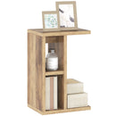 Tavolino da Salotto a Forma di C 40x30x60 cm con 3 Ripiani Marrone  