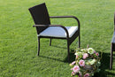 Set Salotto da Giardino Tavolino Divano 2 Sedie in Polyrattan con Cuscini Melbourne Bianco