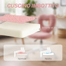 Sedia da Ufficio Imbottita 45x56x78-88 cm con Schienale a Cuore e Rotelle in Velluto Teddy e Plastica Rosa      
