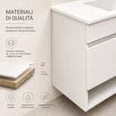 Mobile Bagno Sospeso 81x46x64 cm con Lavabo Specchio e 2 Ante in Truciolato e MDF Bianco      