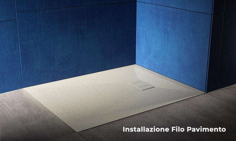 Piatto Doccia Effetto Pietra Filo Pavimento o Tradizionale Tortora