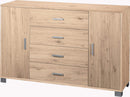 Mobile 2 Ante 4 Cassetti 136x86x41 cm Rovere Naturale