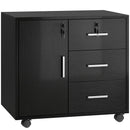 Mobile 60x40x56 cm con 3 Cassetti Mensola Regolabile Supporto Stampante e Serratura in Truciolato Nero      