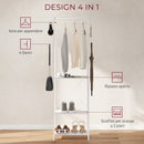 Mobile Ingresso Appendiabiti con Mensola e Scarpiera 52x30x180 cm in Metallo Bianco  
