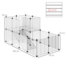 Recinto per Animali Modulabile 140x70x70 cm con Pannelli 35x35 cm in Acciaio e PP Nero  