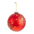 Set 6 Palline Decorative per Albero di Natale Fiocco di Neve Ø8 cm Rosso/Oro