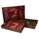 Set 3 Vassoi in legno con scritta Merry Christmas rettangolare