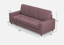 Divano 3 Posti 208x85x85 cm Sakar in Tessuto Prugna