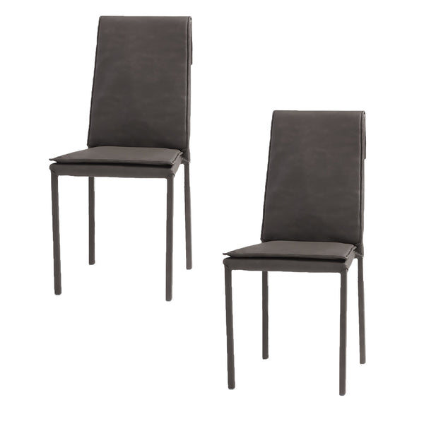 Set 2 sedie Imbottite 45x59x95 cm In Tessuto Effetto Pelle Vincent Moka Bufalo sconto