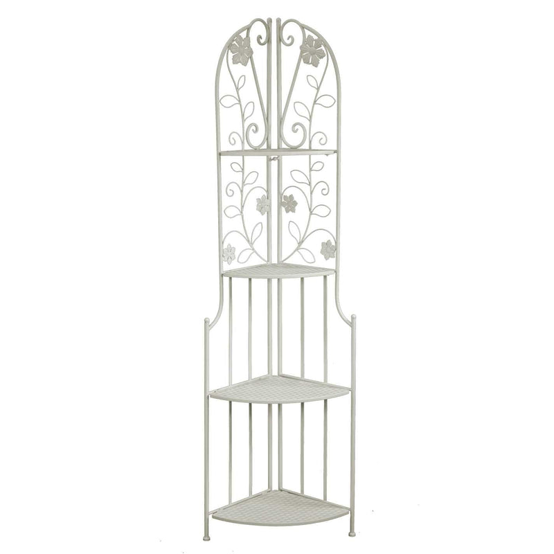 Portapiante ad Angolo 4 ripiani 48x33xh160 cm in Metallo Milena Bianco