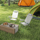 Set 2 Sedie da Campeggio Pieghevoli 62x65x80 cm Reclinabili su 6 Livelli Grigio Chiaro  