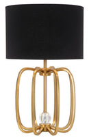 Lampada da Tavolo Glam Ball Ø38x62 cm in Ferro Plastica e Poliestere Nero e Oro