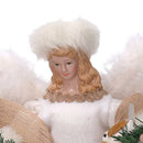 Puntale tessuto angelo con uccellino bianco cm Ø26xh40