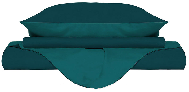 Copripiumino con Sacco e Federe Doubleface Verde Petrolio\/Verde Bottiglia