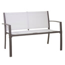 Set Salotto da Giardino Tavolino Divano 2 Sedie in Tessuto e Metallo con Cuscini Columbus Gri