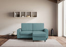 Divano 2 Posti con Pouf 148x155x85 cm Sakar in Tessuto Petrolio