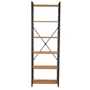 Libreria 6 ripiani 60x28xh184,5 cm in Metallo e Legno Achille Naturale