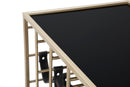 Carrello Black String 79x39,5x82 cm in Ferro e Specchio e PU Oro e Nero      