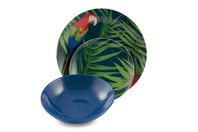 Servizio Piatti 18 Pezzi in Porcellana e Gres Villa d'Este Parrot Jungle
