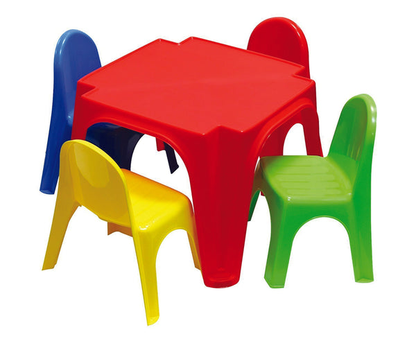 acquista Set Tavolo con 4 Sedie per Bambini in Plastica Multicolore