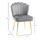 Set 2 Sedie Imbottite 57x58x88 cm in Tessuto Effetto Velluto Grigio