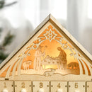 Calendario dell'Avvento  26,6x6x30 cm 24 Cassetti e Presepe Intagliato in Legno