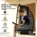 Amaca Poltrona Sospesa a Dondolo Pieghevole 74x68x105A cm da Interno ed Esterno Grigio Scuro  
