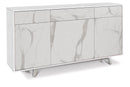 Mobile 3 Ante 3 Cassetti 164x92x41 cm Ossido Bianco/Marmo Calacatta