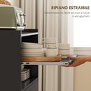 Mobile Cucina Multiuso 59x40x92 cm con Ripiano Estraibile in MDF Nero  