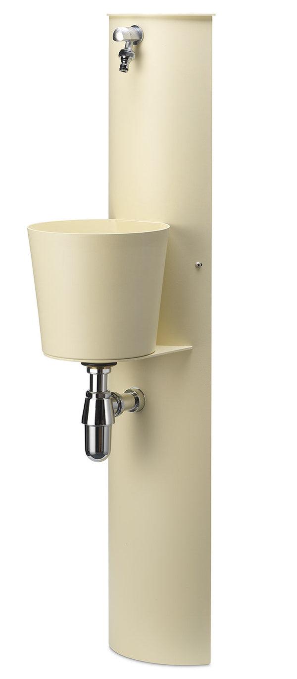 sconto Gartenwandbrunnen mit Wasserhahn und Eimer Belfer 42/PRT Elfenbein