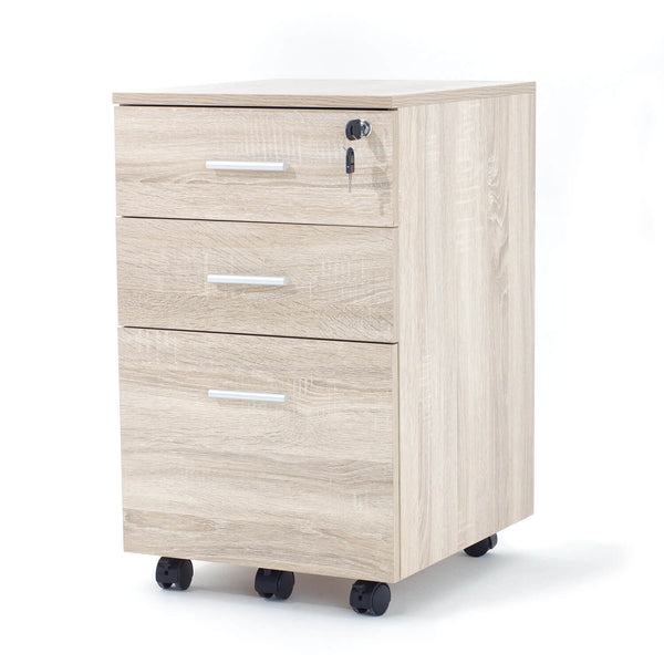 acquista Kommode mit Rädern 3 Schubladen in MDF Chest Oak