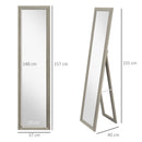 Specchio Verticale da Parete o da Terra 37x40x155 cm con Cornice in MDF Grigio