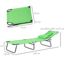 Lettino Sdraio Pieghevole 187x58x36 cm in Acciaio e Tessuto Oxford Verde