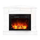 Camino Elettrico da Pavimento ad Angolo 85x106x53 cm Effetto Fiamma 1500W Madeira & lorance Bianco