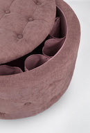 Pouf Contenitore Porta Scarpe Ø 70x40 cm Ernestine in Tessuto Rosa Antico