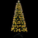 Albero di Natale Luminoso 60 cm con 65 LED a Fibra Ottica 8 Giochi di Luce e Stella LED in PVC Verde      
