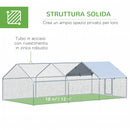 Recinto per Animali Cani Cuccioli Galline 300x600x195 cm in Metallo Galvanizzato Argento