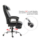 Sedia Poltrona da Ufficio Ergonomica Presidenziale in Similpelle Reclinabile Nera 