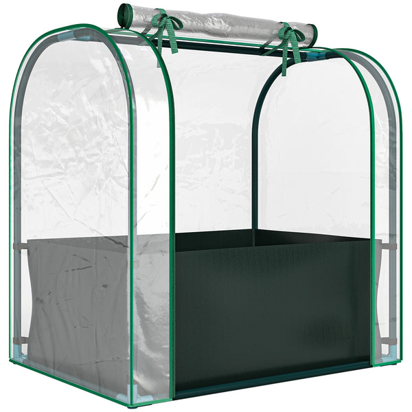 Mini Serra 68x50x70 cm con Aiuola per Coltivazione e Porta Avvolgibile in Acciaio e PP Verde Scuro online