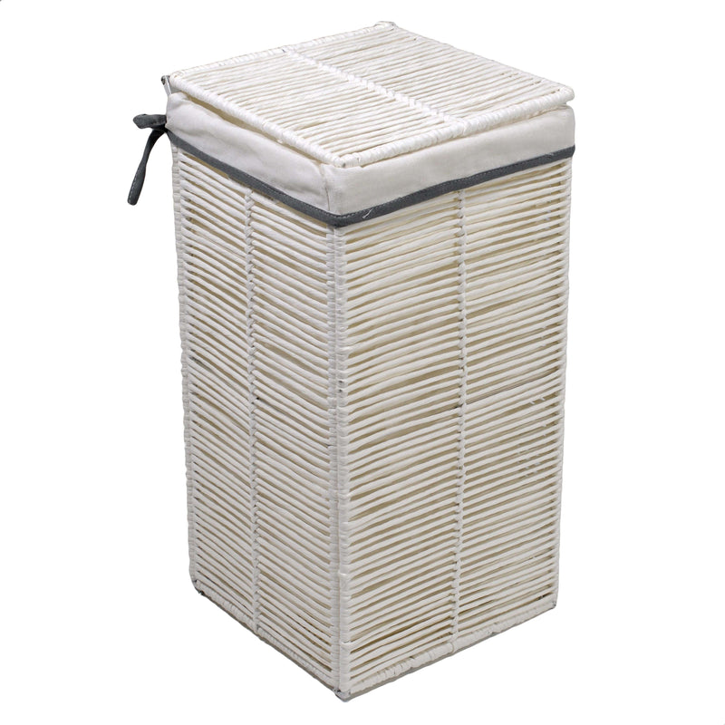 Cesto Portabiancheria paper hilary bianco quadro pieghevole cm 31x31xh60