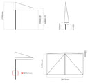 Ombrellone da Giardino 1,5x3 m Palo Ø57 mm Mezzaluna in Legno Telo in Acrilico Ecrù