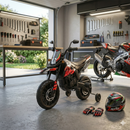 Moto Elettrica per Bambini Aprilia RX-125 Small 12V Cross Sedili In Pelle Luci Led Bluetooth Sospensioni a Molla Rosso