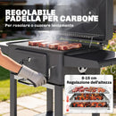 Barbecue a Carbone 112x63x101,5 cm Affumicatore Portatile con Ventilazione Termometro e Mensole Laterali in Acciaio Nero      