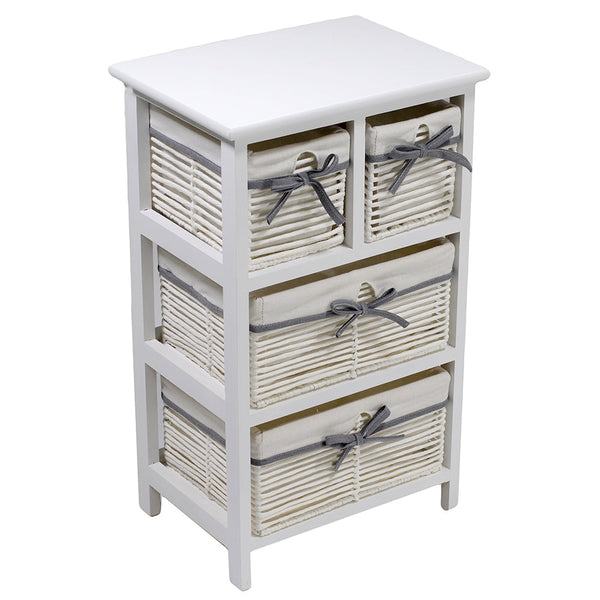 sconto Kommode mit 4 Schubladen aus Holz 38x28x65cm Adami Hilary White