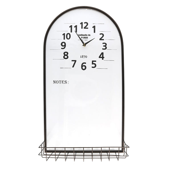 prezzo Metalluhr mit Regal und Tafel 38x71x2/14 cm