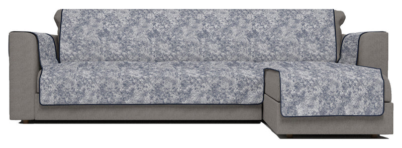 Copridivano con Penisola Destra in Poliestere e Cotone Blu Scuro Varie Misure