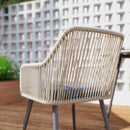 Set da Giardino 5 Pezzi con 4 Sedie e Tavolo Rotondo con Foro in Rattan e Acciaio Marrone e Grigio   